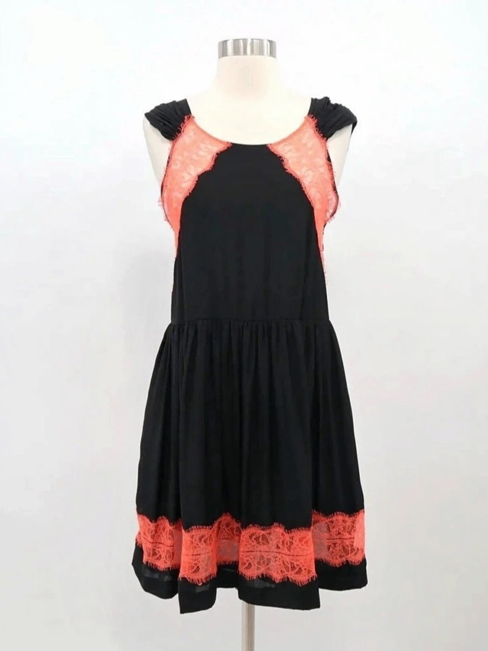 Sandro 2010s Lace Trim Mini Dress Size 2